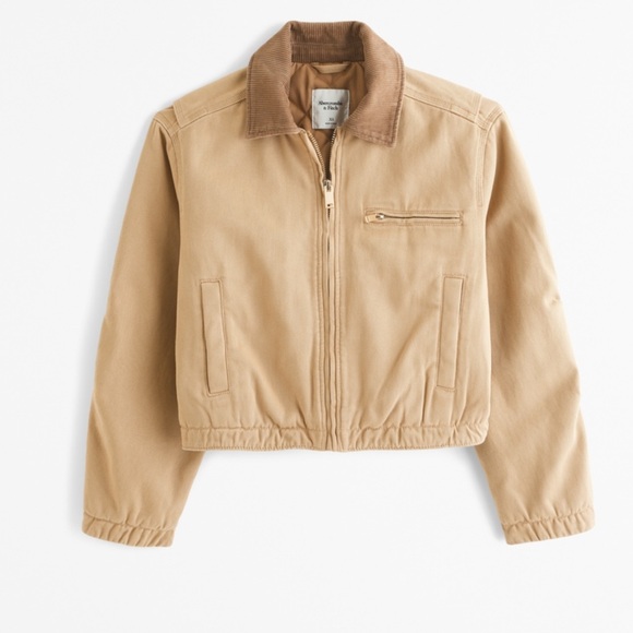 Abercrombie & Fitch Brown Cropped Twill Workwear Jacket